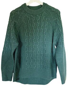 Tuckernuck Mixed Cable Charles Sweater XS Aspen Green 100% Wool Cable Knit NWT